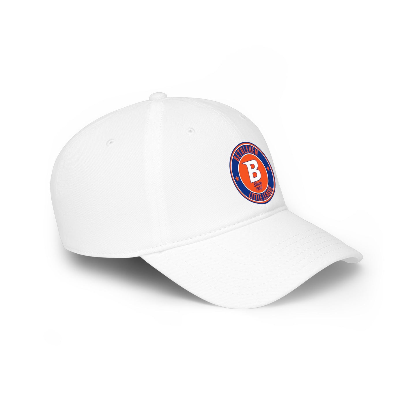 B Logo Low Profile Baseball Cap — Retro Orange & Blue Team Patch Hat