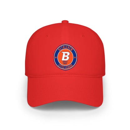 B Logo Low Profile Baseball Cap — Retro Orange & Blue Team Patch Hat
