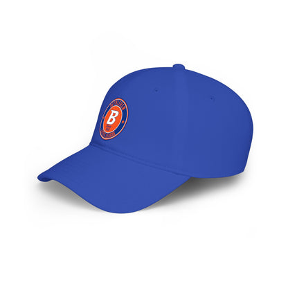 B Logo Low Profile Baseball Cap — Retro Orange & Blue Team Patch Hat