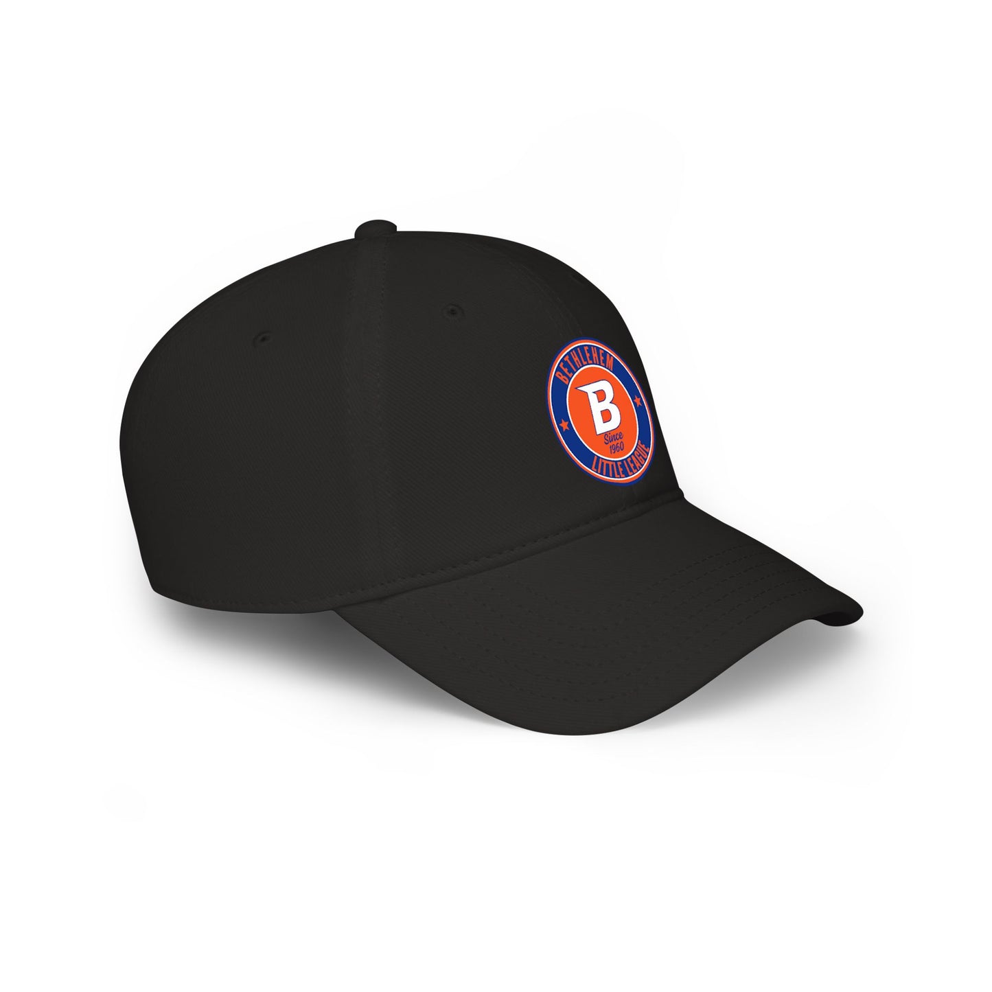 B Logo Low Profile Baseball Cap — Retro Orange & Blue Team Patch Hat