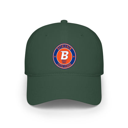 B Logo Low Profile Baseball Cap — Retro Orange & Blue Team Patch Hat