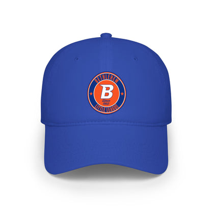B Logo Low Profile Baseball Cap — Retro Orange & Blue Team Patch Hat
