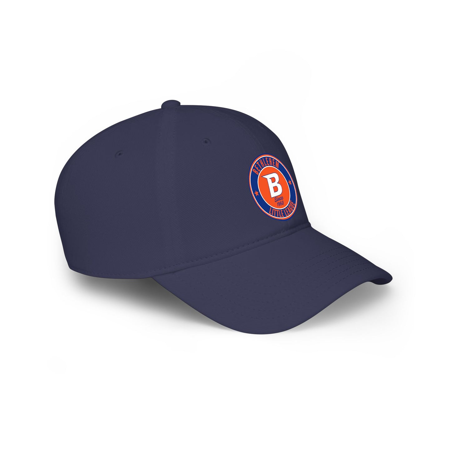 B Logo Low Profile Baseball Cap — Retro Orange & Blue Team Patch Hat