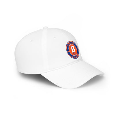 B Logo Low Profile Baseball Cap — Retro Orange & Blue Team Patch Hat