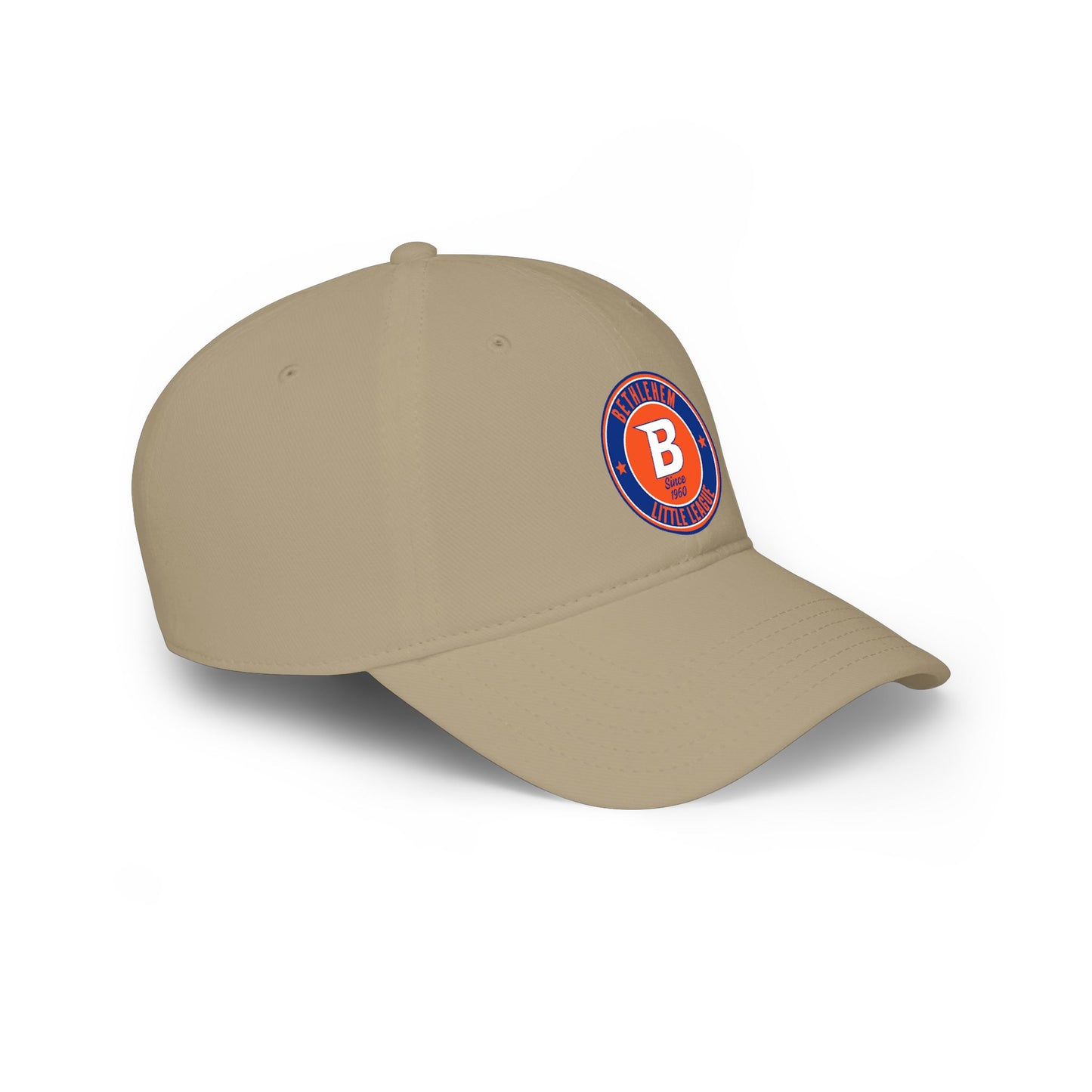 B Logo Low Profile Baseball Cap — Retro Orange & Blue Team Patch Hat