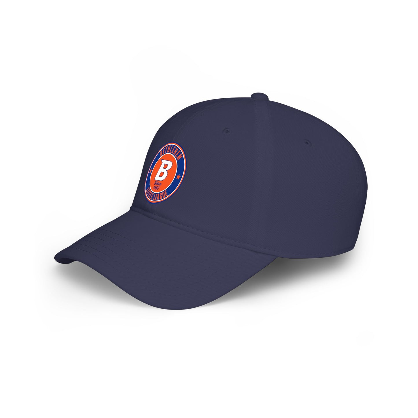 B Logo Low Profile Baseball Cap — Retro Orange & Blue Team Patch Hat