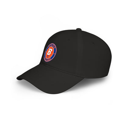 B Logo Low Profile Baseball Cap — Retro Orange & Blue Team Patch Hat