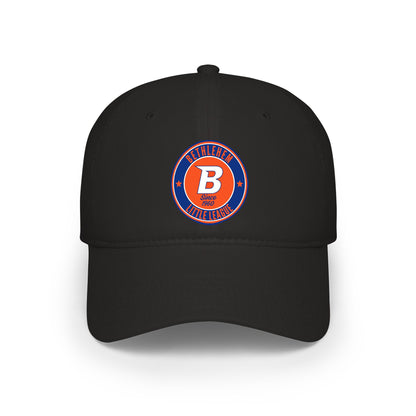 B Logo Low Profile Baseball Cap — Retro Orange & Blue Team Patch Hat