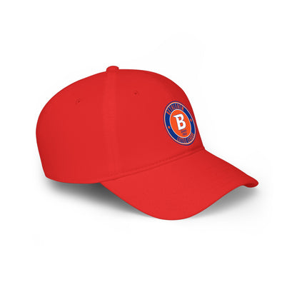 B Logo Low Profile Baseball Cap — Retro Orange & Blue Team Patch Hat