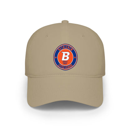 B Logo Low Profile Baseball Cap — Retro Orange & Blue Team Patch Hat