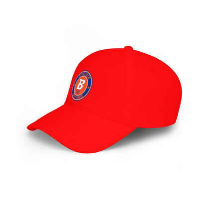 B Logo Low Profile Baseball Cap — Retro Orange & Blue Team Patch Hat