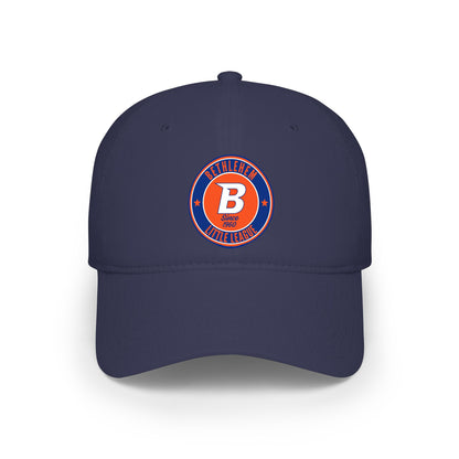 B Logo Low Profile Baseball Cap — Retro Orange & Blue Team Patch Hat